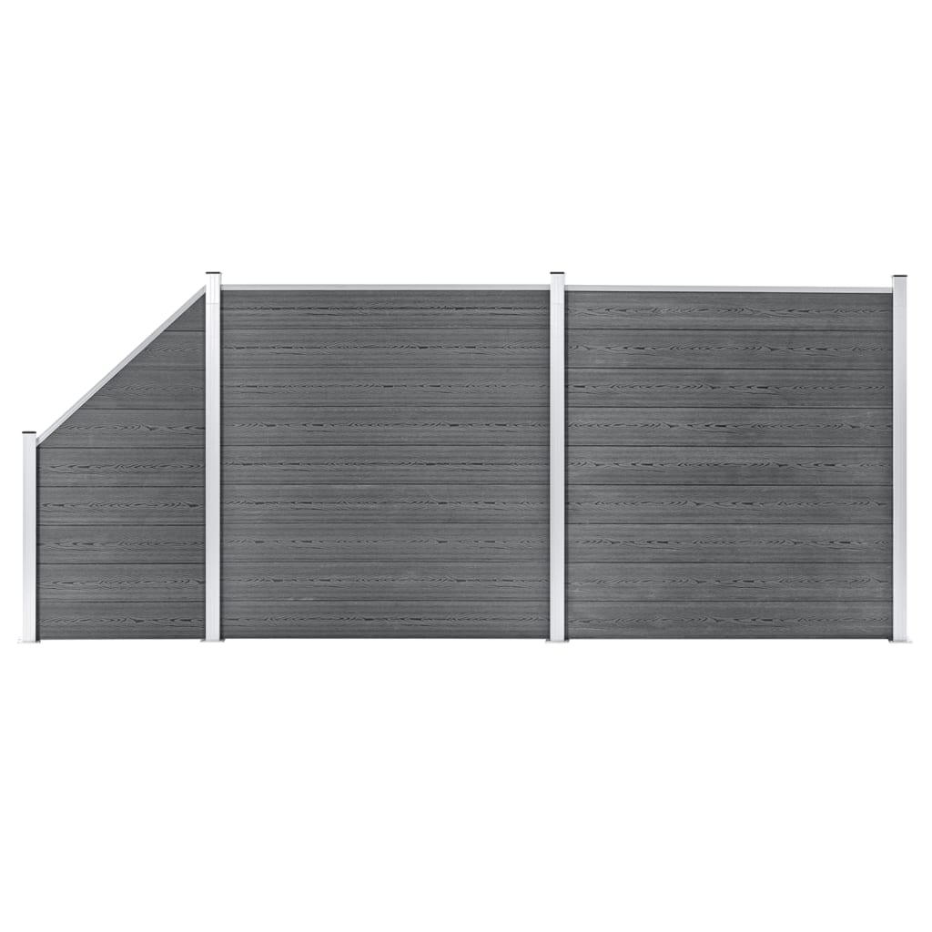JUNG Vida WPC Zaun-Set 2 Quadrate + 1 Schräge 446x186 cm Grau