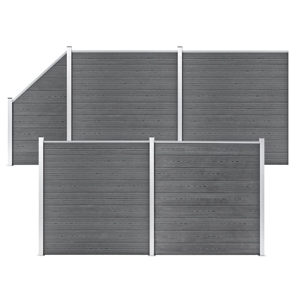 JUNG Vida WPC Zaun-Set 4 Quadrate + 1 Schräge 792x186 cm Grau