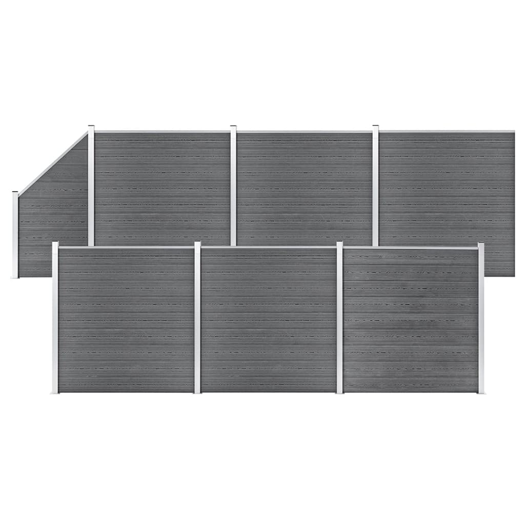 JUNG Vida WPC Zaun-Set 6 Quadrate + 1 Schräge 1138x186 cm Grau