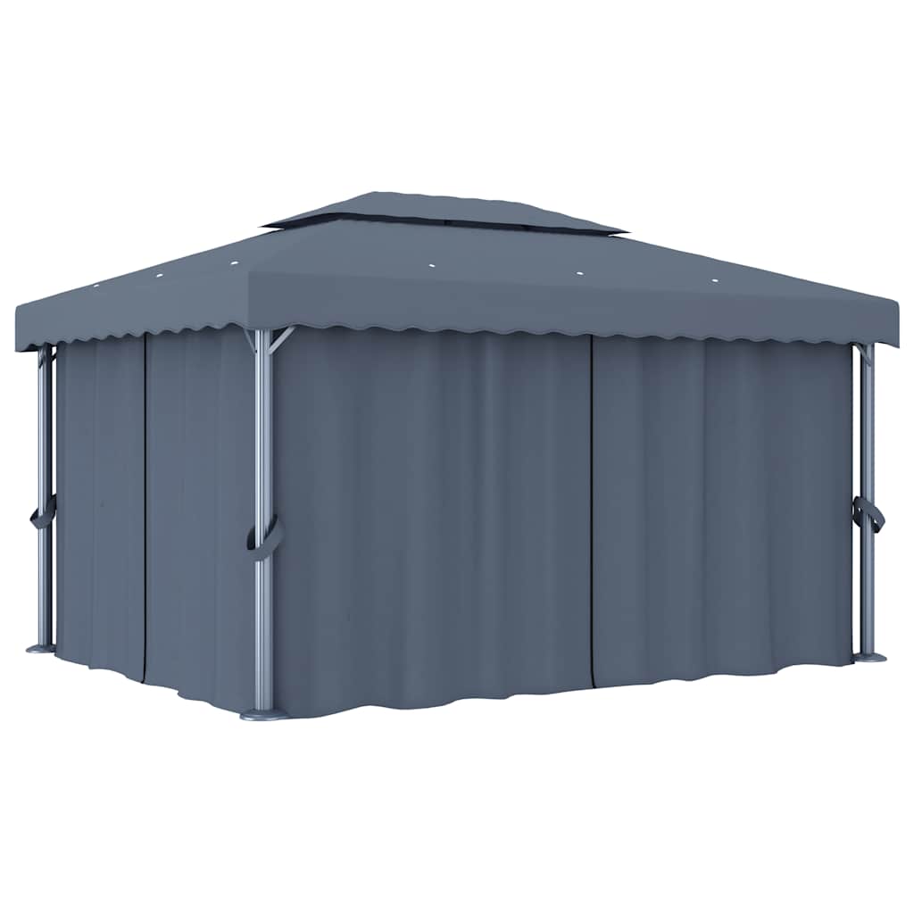 JUNG Vida Pavillon mit Vorhang 4x3 m Anthrazit Aluminium