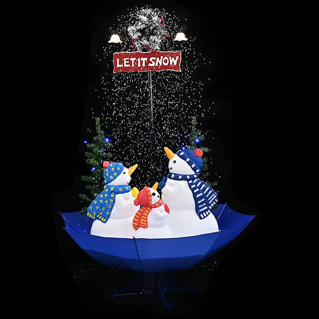 JUNG Vida Weihnachtsbaum mit Schnee und Schirm-Fuß Blau 170 cm PVC