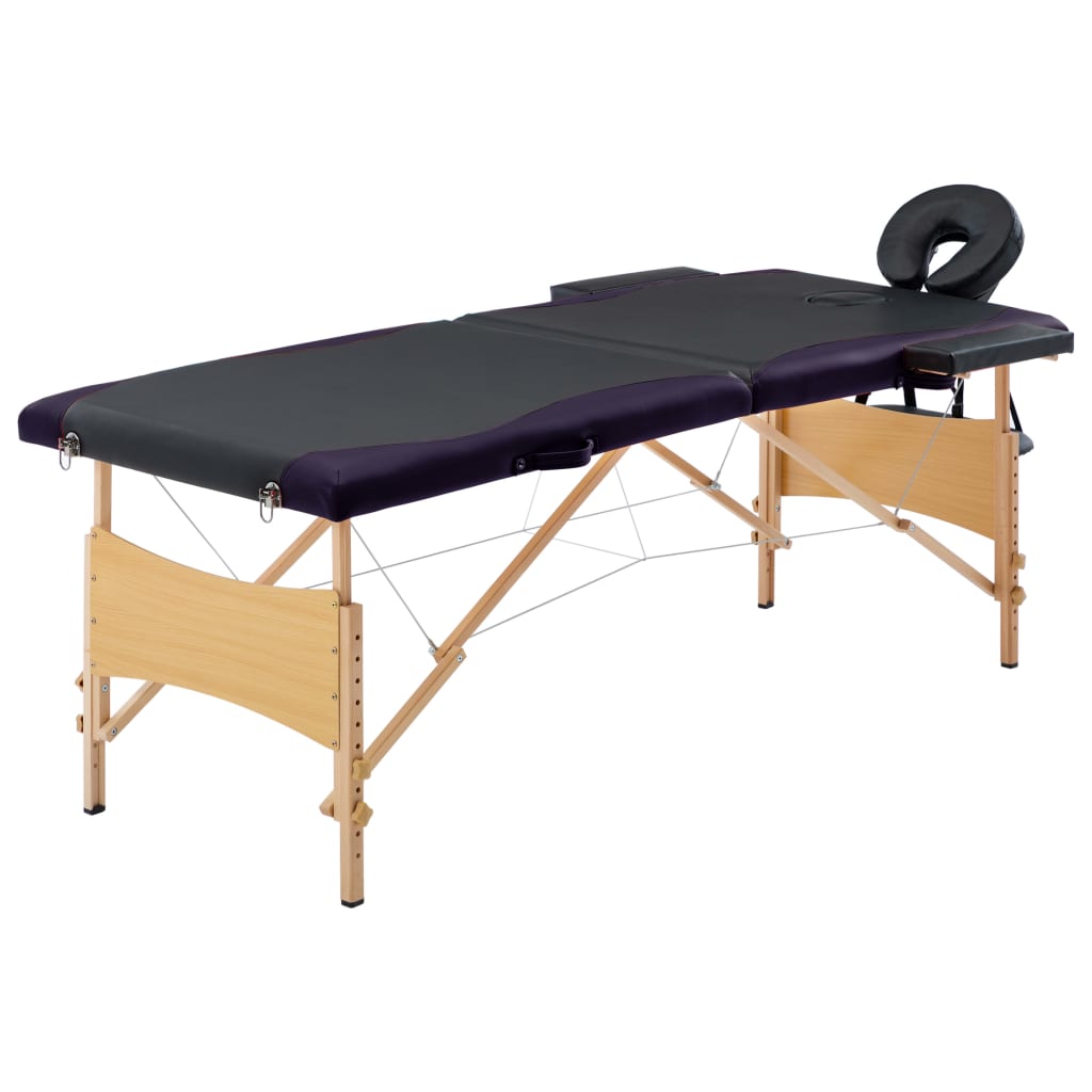 JUNG Vida Massageliege Klappbar 2-Zonen mit Holzgestell Schwarz