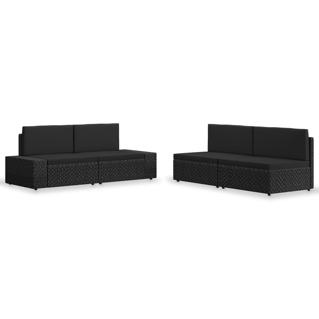 JUNG Vida 4-tlg. Garten-Lounge-Set Poly Rattan Schwarz