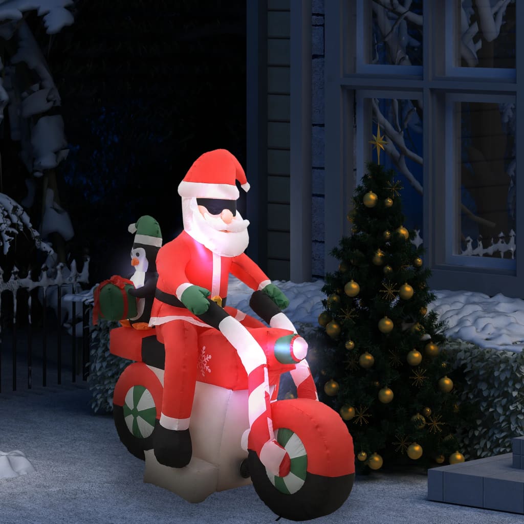 JUNG Vida Aufblasbarer Weihnachtsmann auf Motorrad LED IP44 160 cm