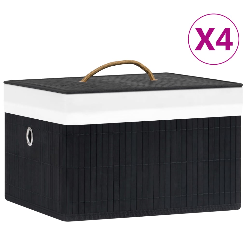 JUNG Vida Bambus Aufbewahrungsboxen 4 Stk. Schwarz