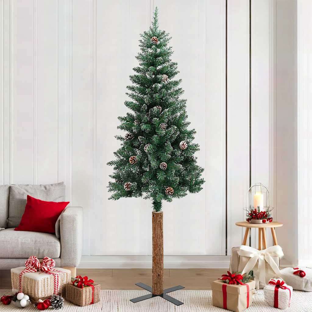 JUNG Vida Weihnachtsbaum Schlank mit Echtholz und Schnee Grün 210 cm