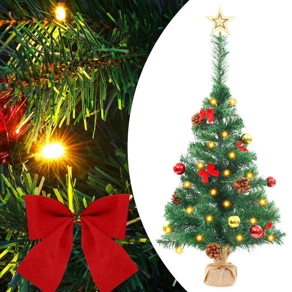 JUNG Vida Künstlicher Weihnachtsbaum mit Beleuchtung & Kugeln Grün 64 cm