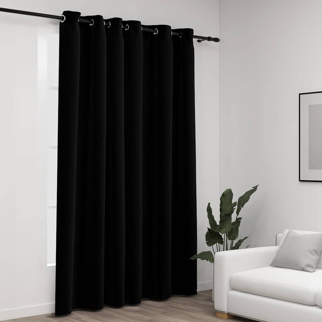 JUNG Vida Verdunkelungsvorhang mit Ösen Leinenoptik Schwarz 290x245 cm