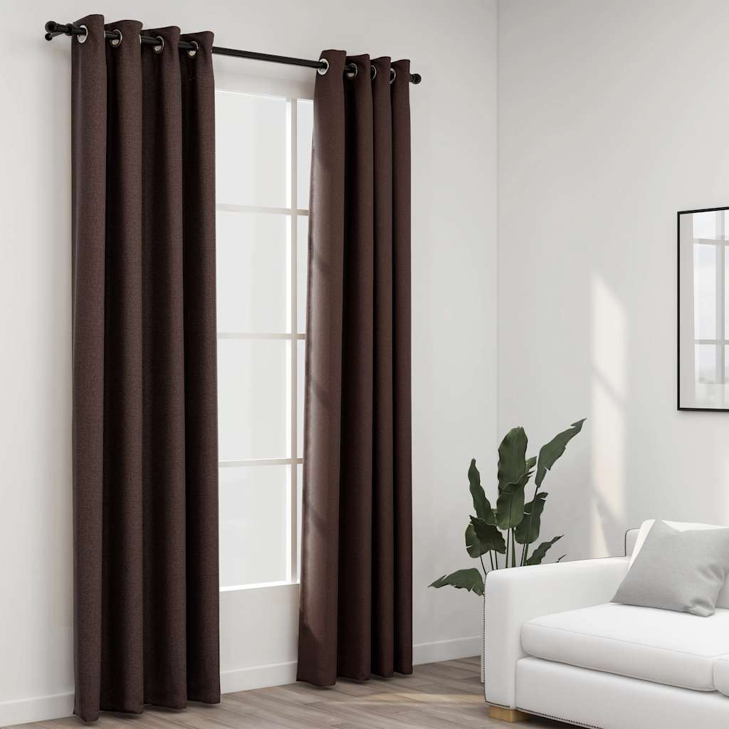 JUNG Vida Verdunkelungsvorhänge Ösen Leinenoptik 2 Stk. Taupe 140x225 cm