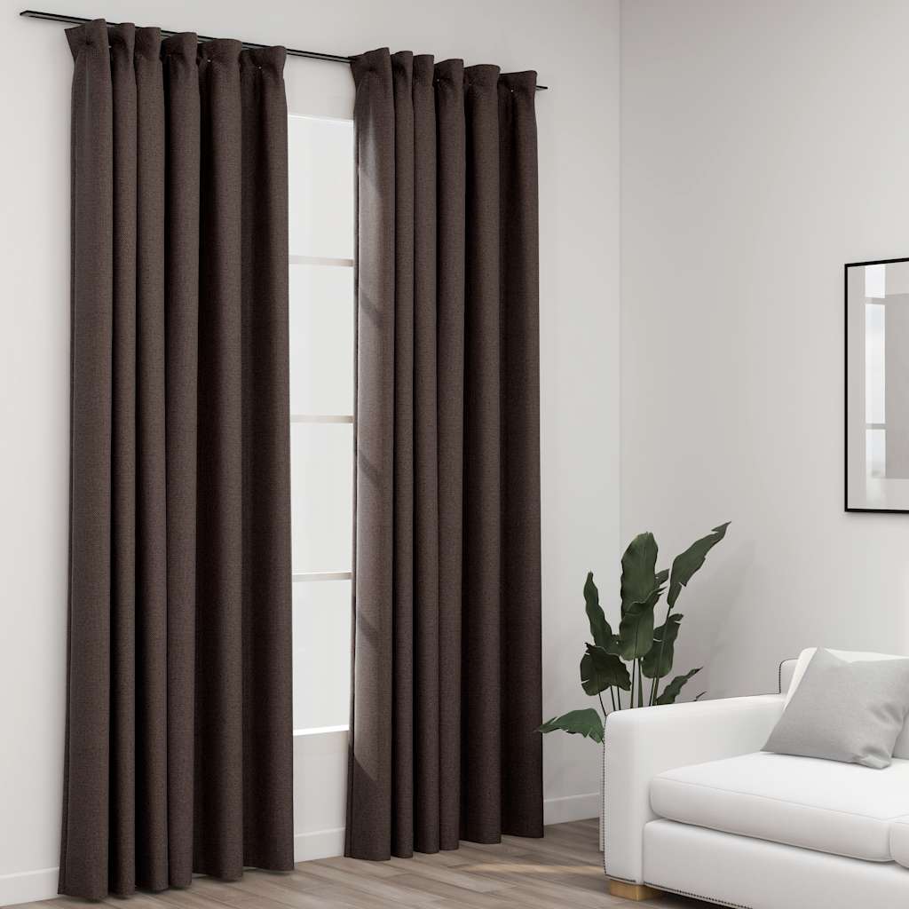JUNG Vida Verdunkelungsvorhänge Haken Leinenoptik 2 Stk. Taupe 140x245 cm