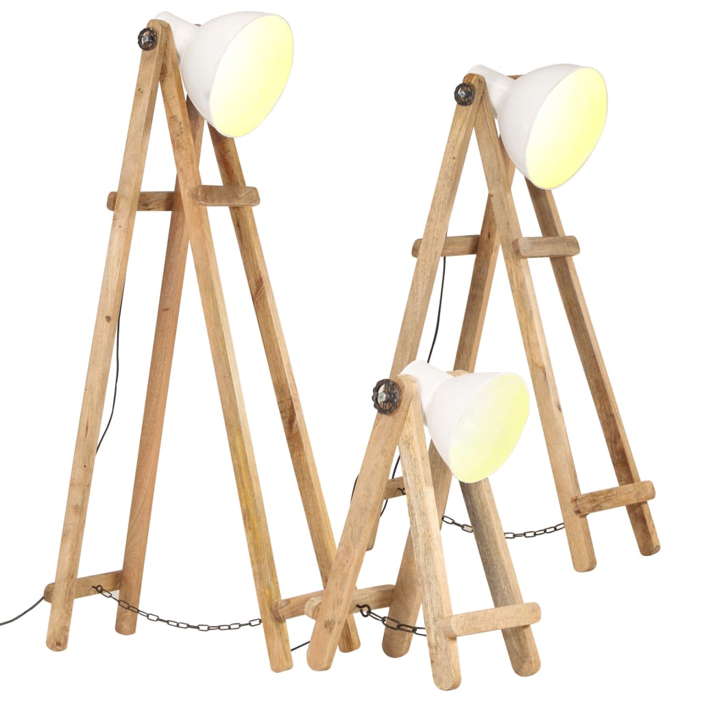 JUNG Vida Stehlampen 3 Stk. Weiß E27 Mango Massivholz