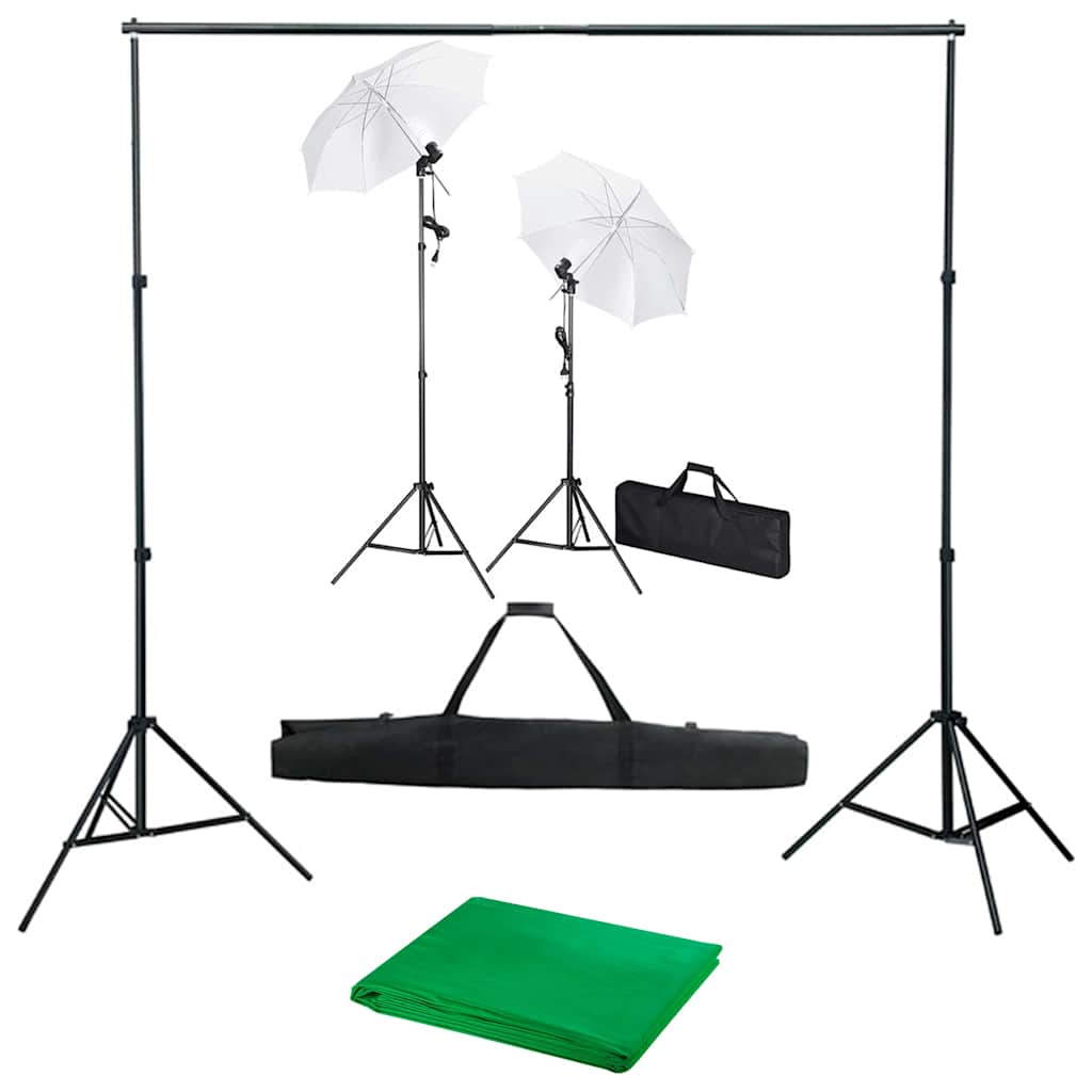 JUNG Vida Fotostudio-Set mit Hintergrund, Leuchten und Schirmen