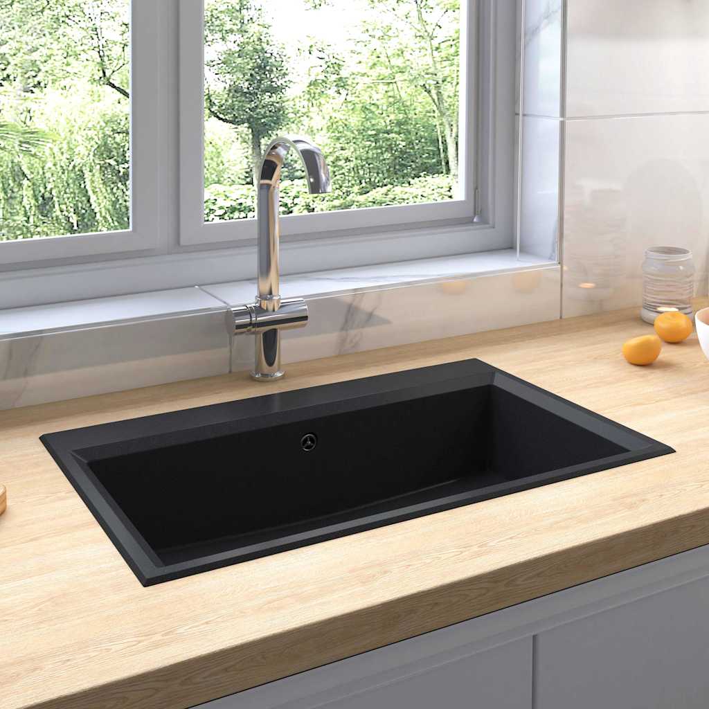 JUNG Vida Küchen-Spüle Schwarz 79 x 50 x 31 cm Quarz und Harz