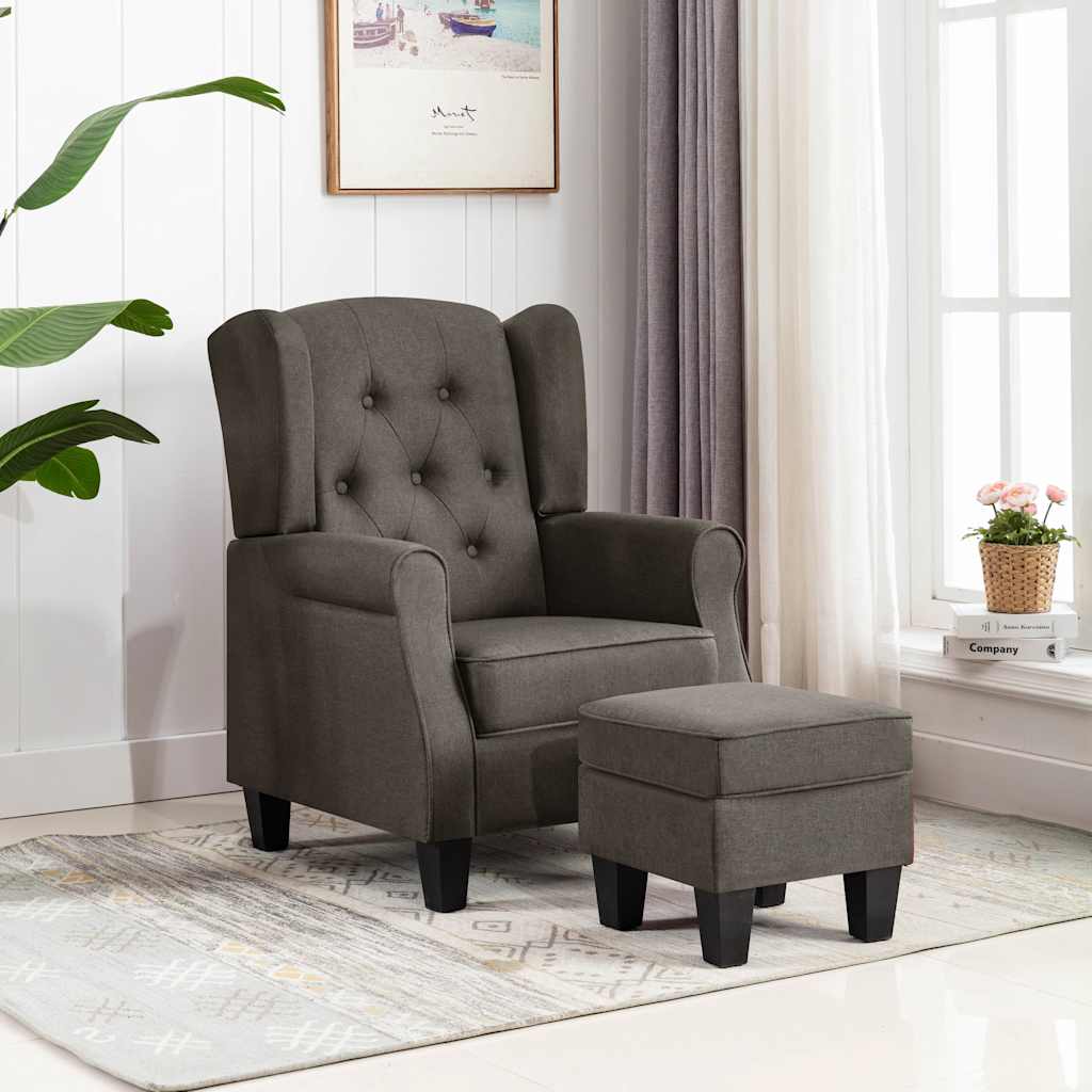 JUNG Vida Sessel mit Fußhocker Taupe Stoff