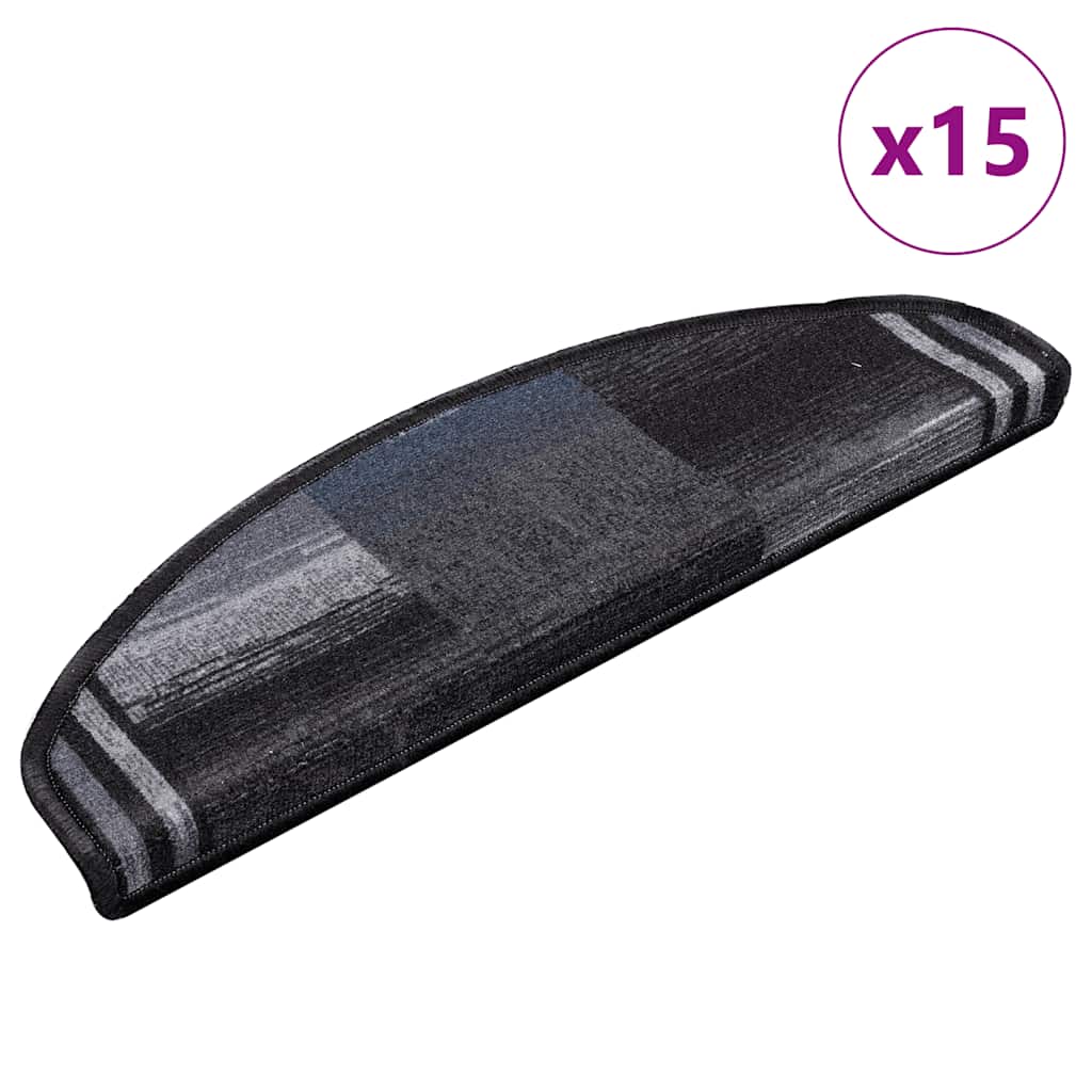 JUNG Vida Treppenmatten Selbstklebend 15 Stk. Schwarz und Grau 65x21x4 cm