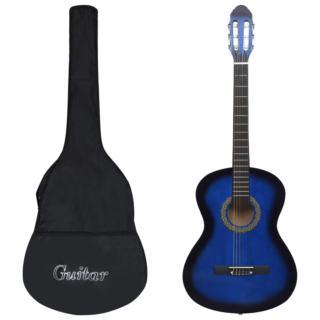 JUNG Vida Klassikgitarre für Anfänger mit Tasche Blau 4/4 39"