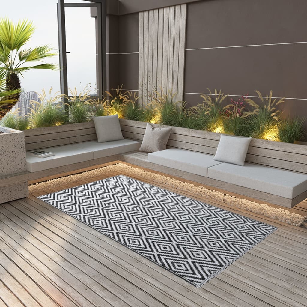 JUNG Vida Outdoor-Teppich ARAKIL Weiß und Schwarz 80x150 cm PP