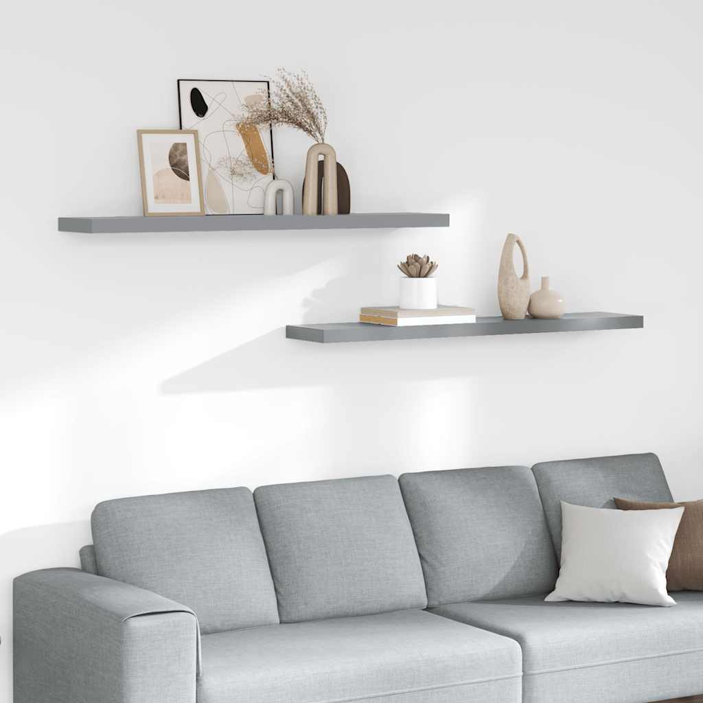JUNG Vida Schwebende Wandregale 2 Stk. Grau 120x23,5x3,8 cm MDF