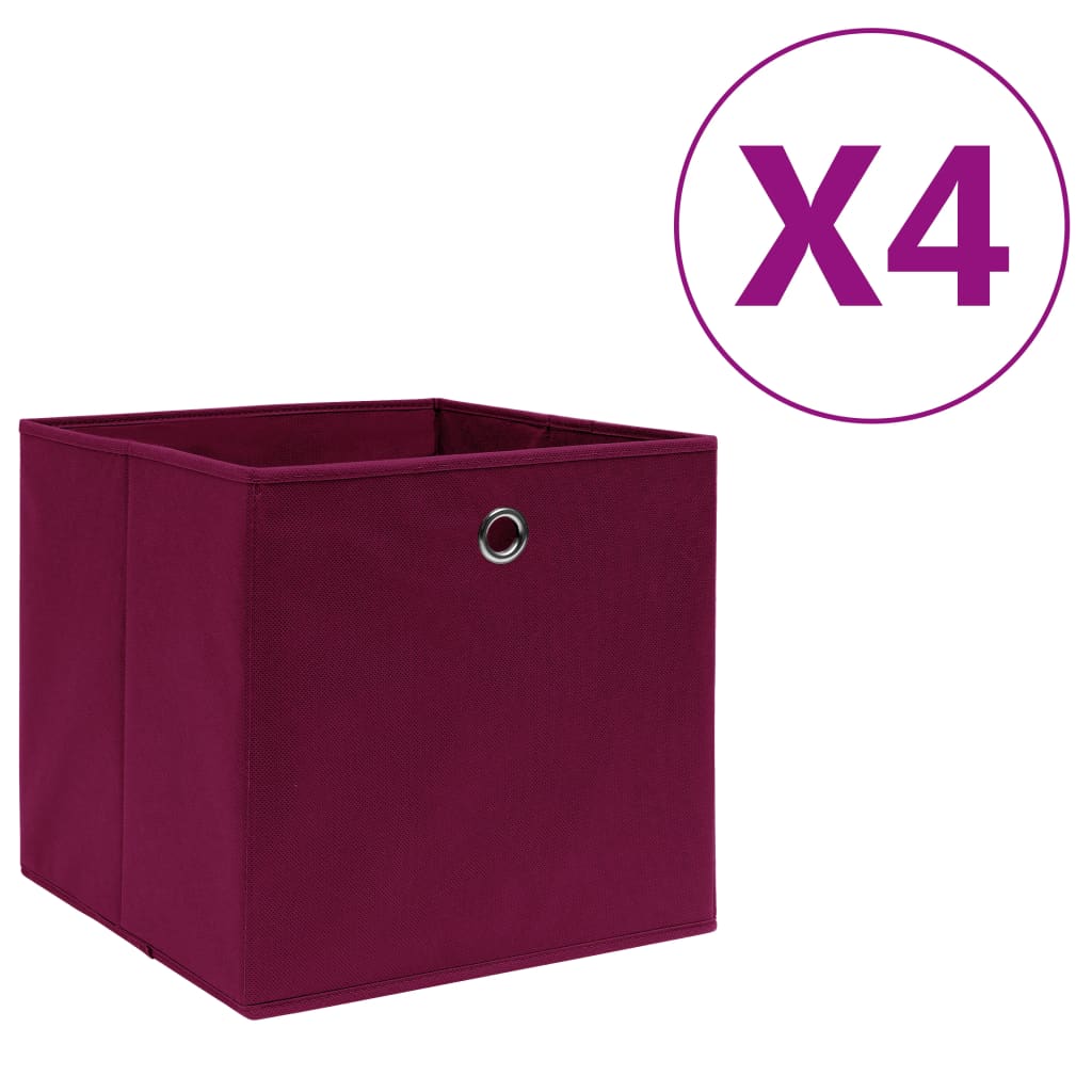 JUNG Vida Aufbewahrungsboxen 4 Stk. Vliesstoff 28x28x28 cm Dunkelrot
