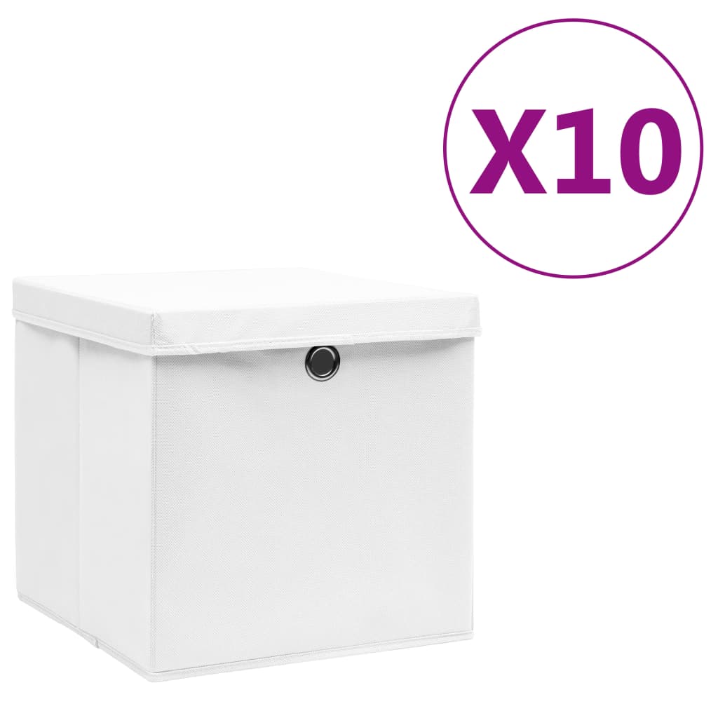 JUNG Vida Aufbewahrungsboxen mit Deckeln 10 Stk. 28x28x28 cm Weiß