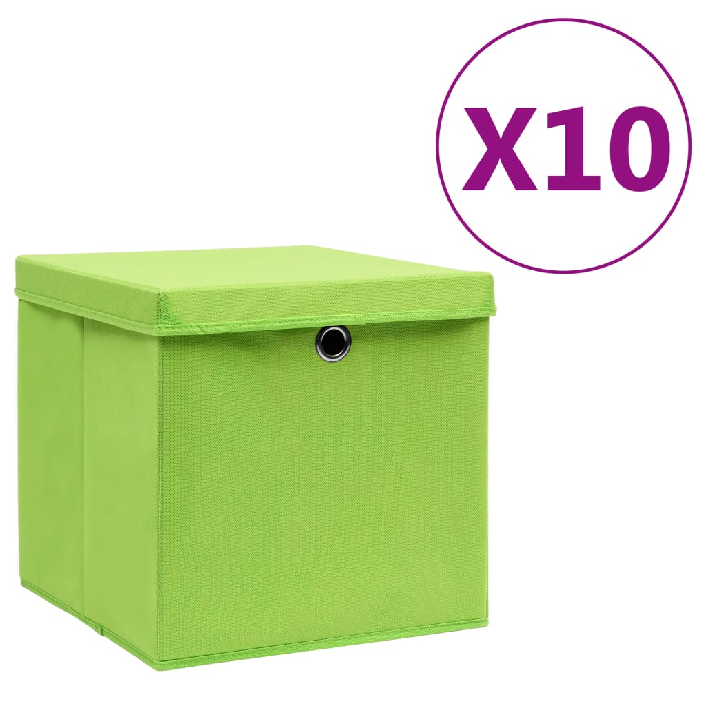 JUNG Vida Aufbewahrungsboxen mit Deckeln 10 Stk. 28x28x28 cm Grün