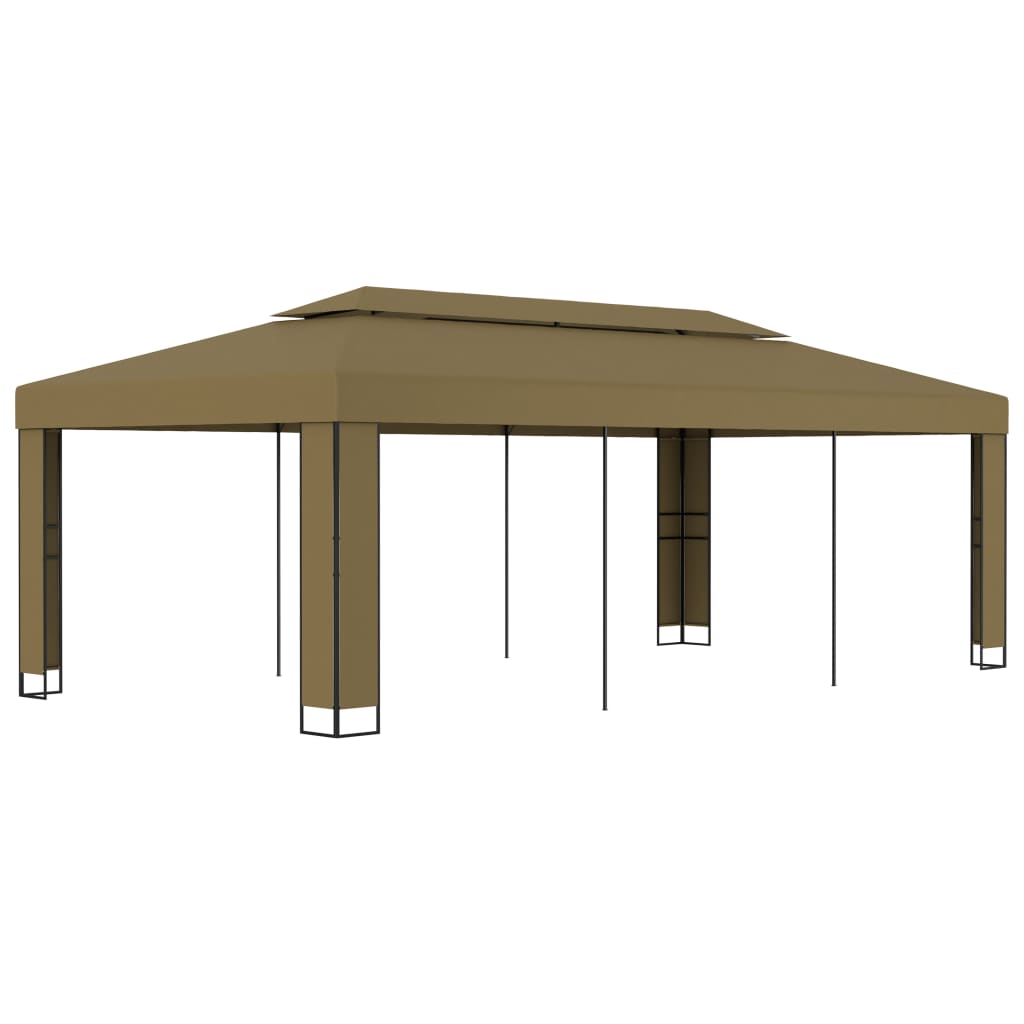 JUNG Vida Pavillon mit Doppeldach 3x6 m Taupe 180 g/m²