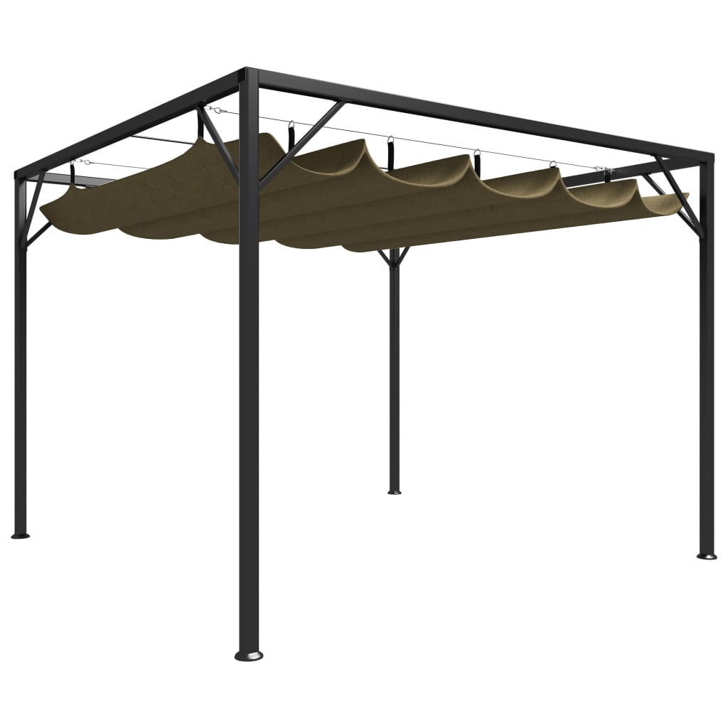 JUNG Vida Gartenpavillon mit Ausziehbarem Dach 3x3 m Taupe 180 g/m²
