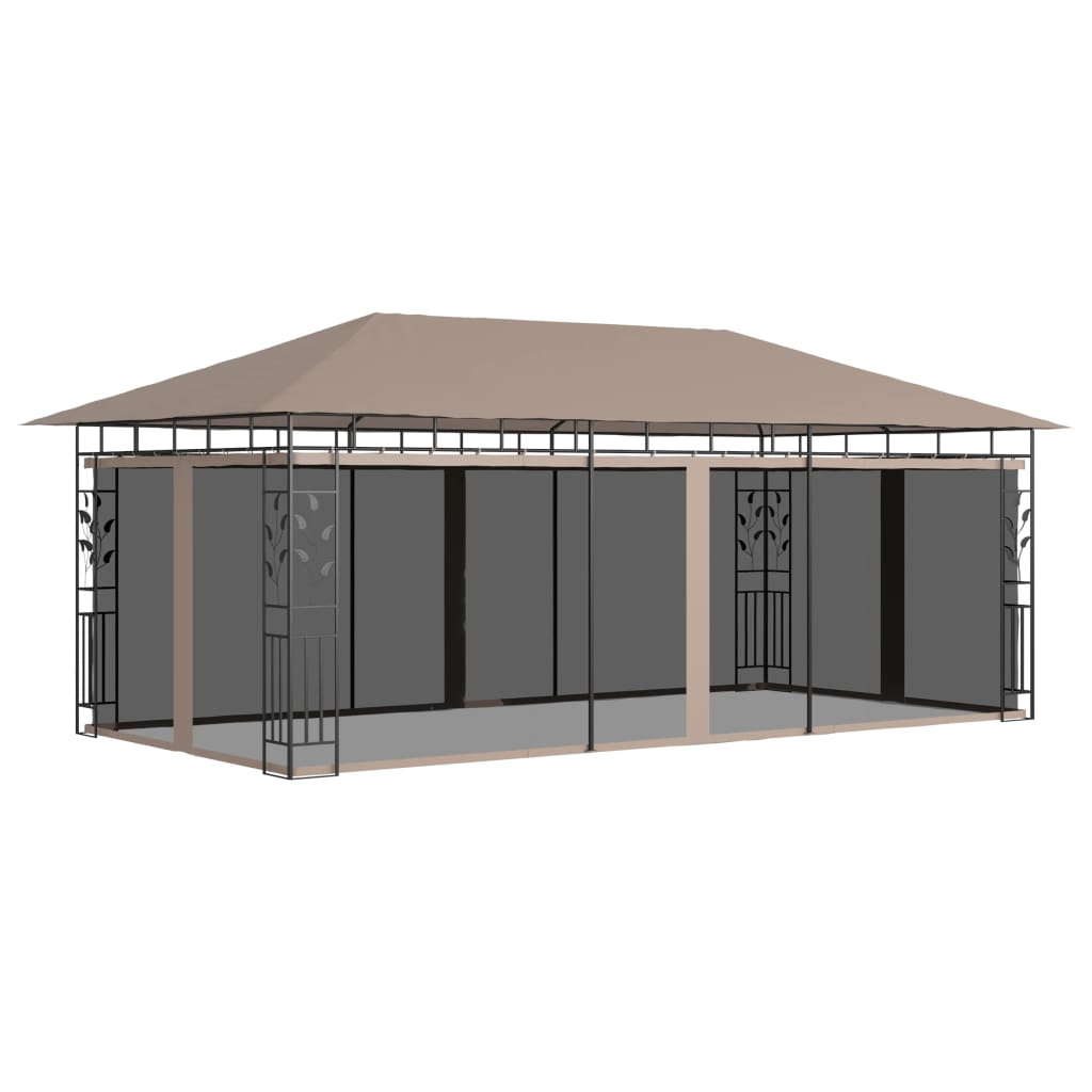 JUNG Vida Pavillon mit Moskitonetz 6x3x2,73 m Taupe 180 g/m²