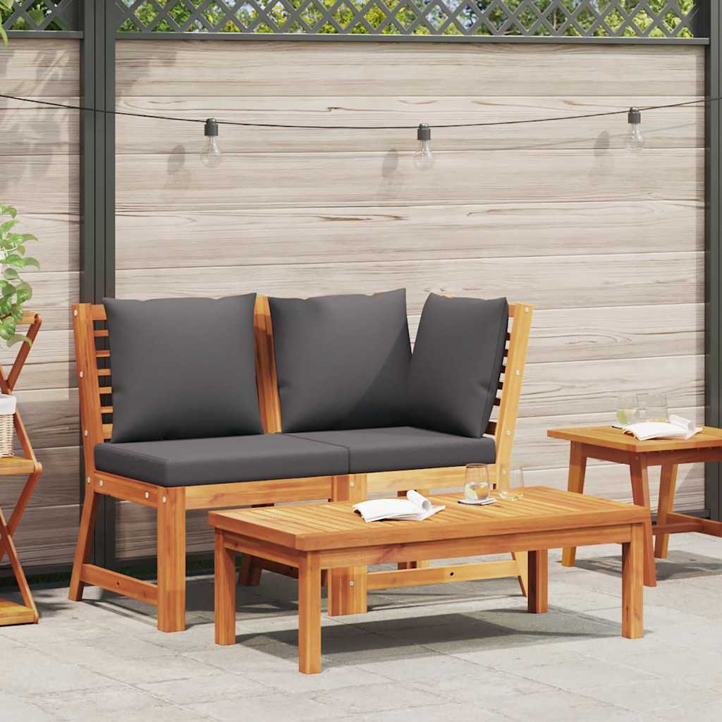 JUNG Vida 3-tlg. Garten-Lounge-Set mit Dunkelgrauem Kissen Akazienholz
