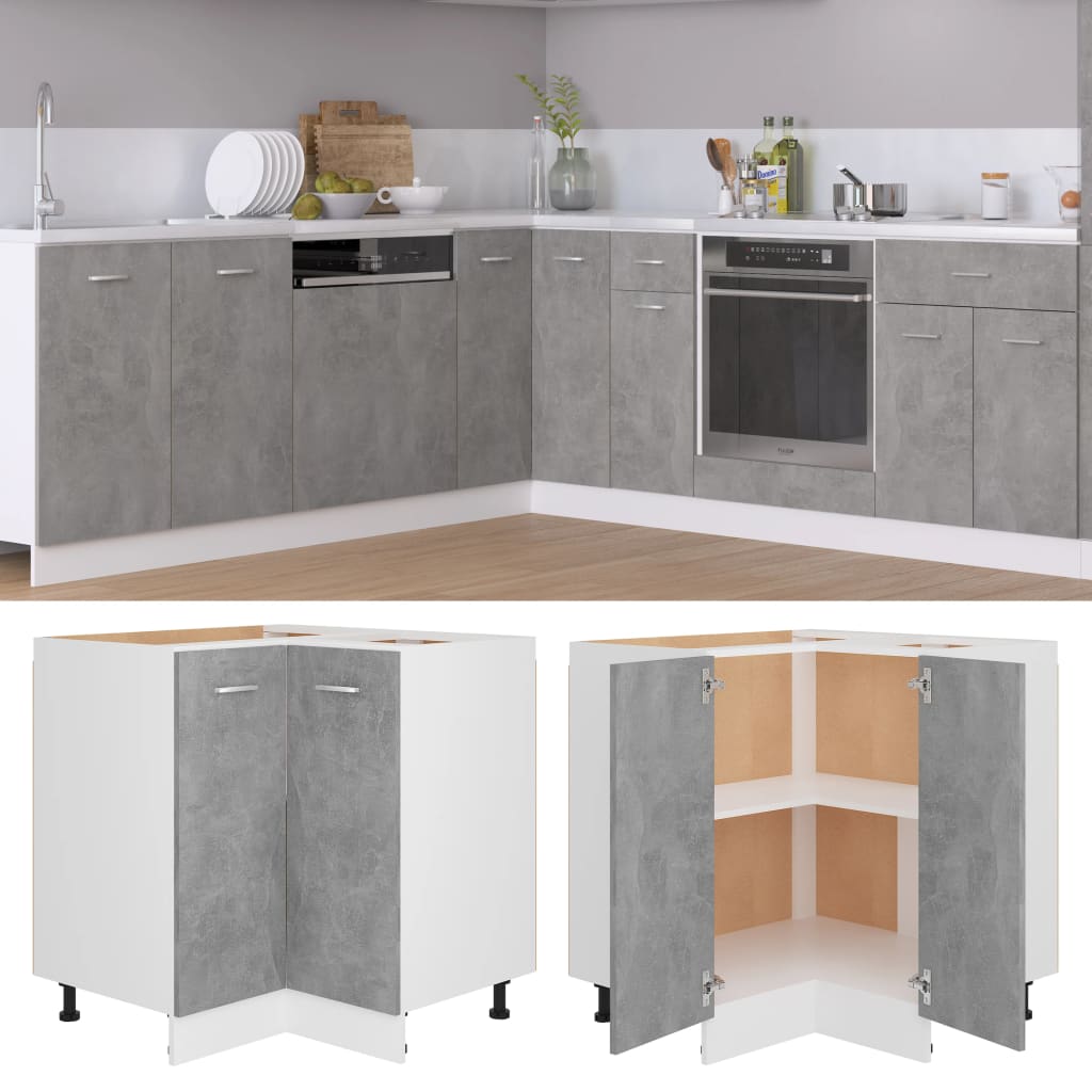 JUNG Vida Eckunterschrank Lyon Betongrau 75,5x75,5x81,5 cm Holzwerkstoff