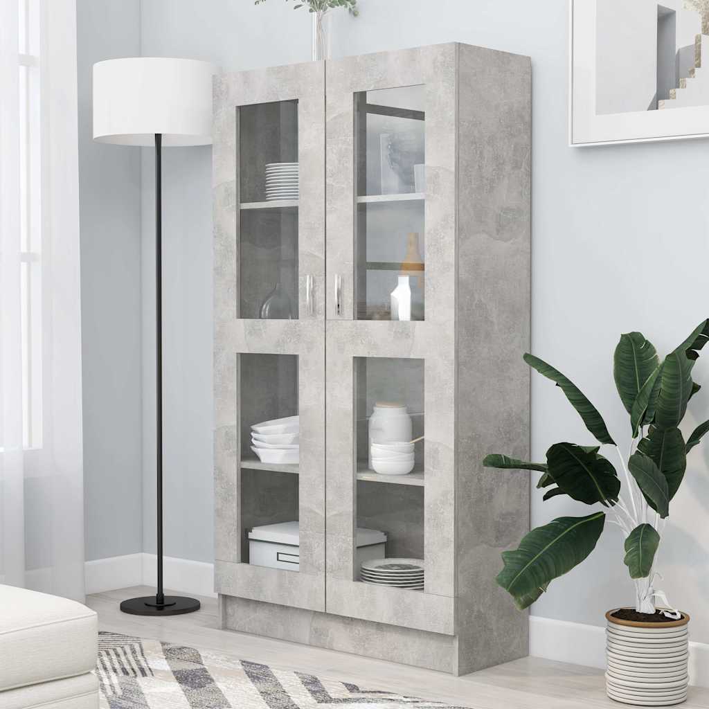JUNG Vida Vitrinenschrank Betongrau 82,5x30,5x150 cm Holzwerkstoff