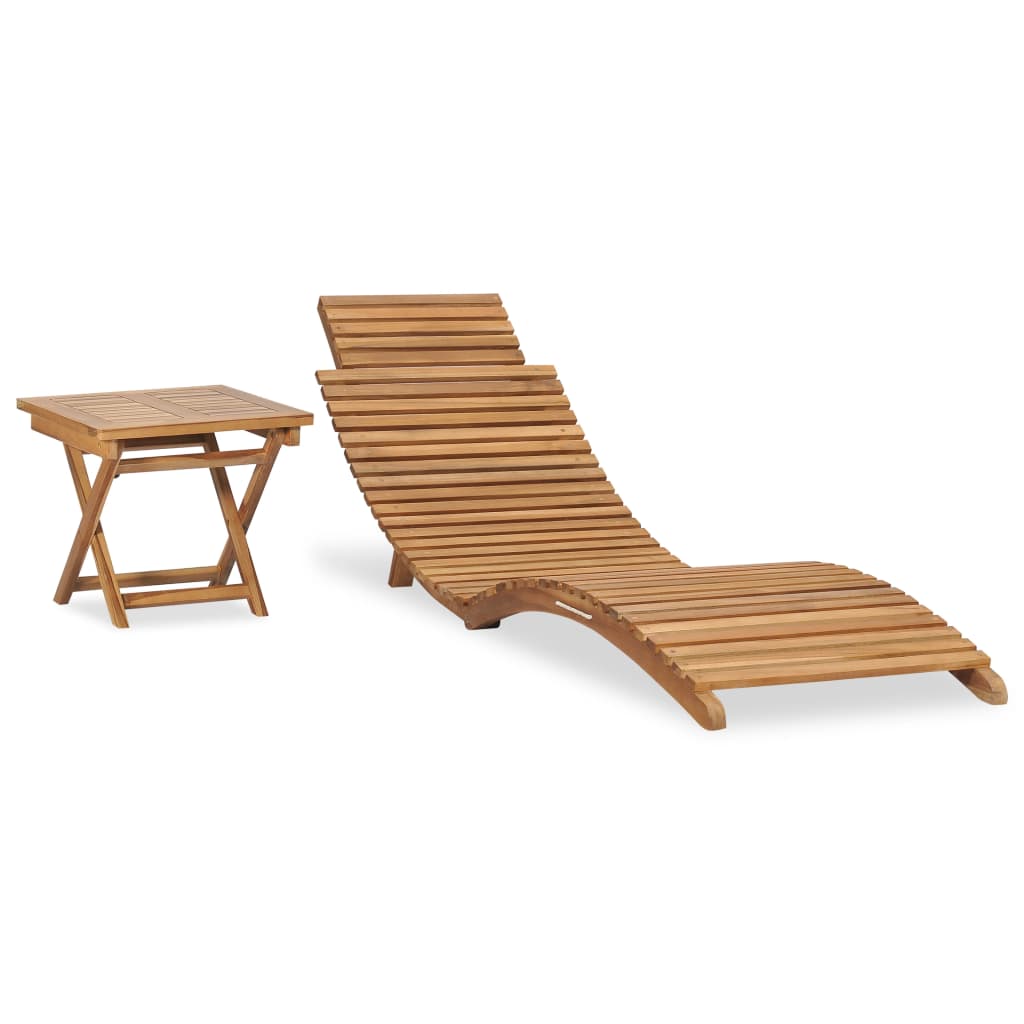 JUNG Vida Klappbare Sonnenliege mit Tisch Massivholz Teak