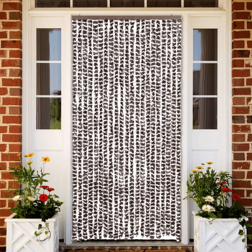 JUNG Vida Insektenschutz-Vorhang Braun und Weiß 90x220 cm Chenille