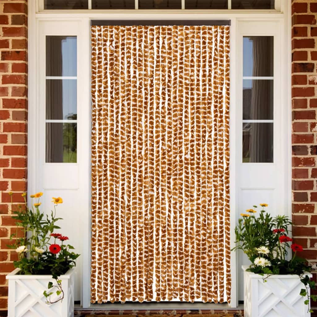 JUNG Vida Insektenschutz-Vorhang Ocker und Weiß 100x220 cm Chenille