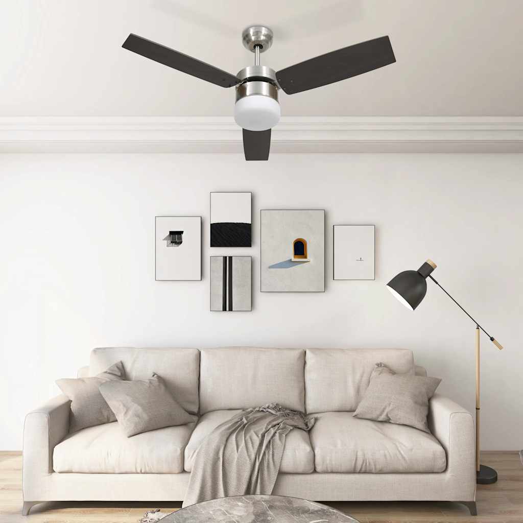 JUNG Vida Deckenventilator mit Licht und Fernbedienung 108 cm Dunkelbraun