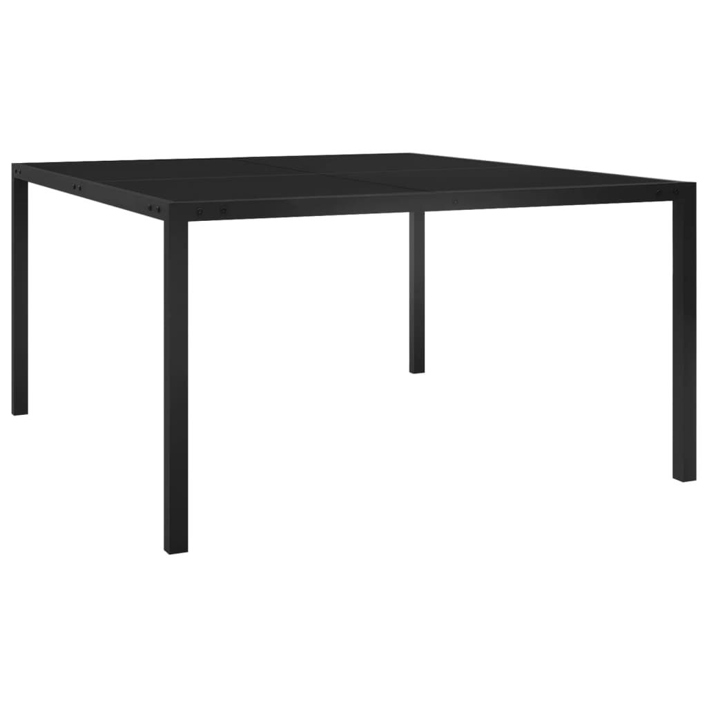 JUNG Vida Gartentisch 130x130x72 cm Schwarz Stahl und Glas