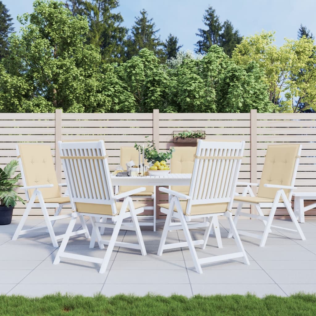 JUNG Vida Gartenstuhlauflagen für Hochlehner 6Stk. Beige 120x50x3cm Stoff