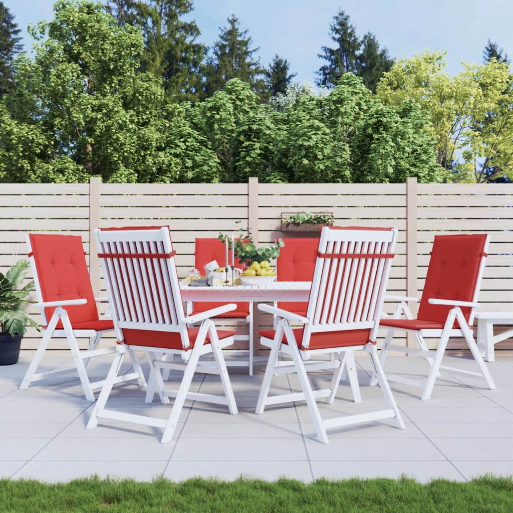 JUNG Vida Gartenstuhlauflagen für Hochlehner 6 Stk. Rot 120x50x3 cm Stoff