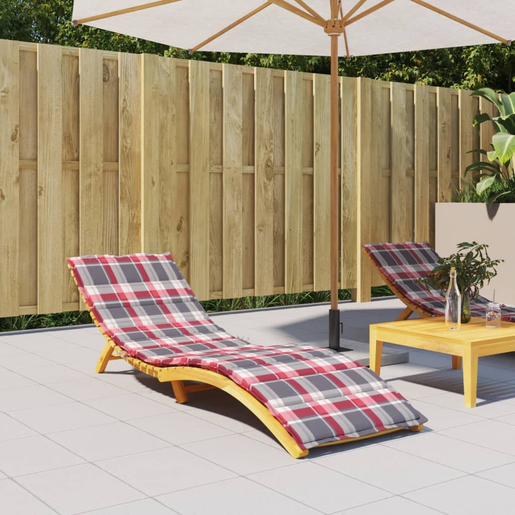 JUNG Vida Sonnenliegen-Auflage Rot Karomuster 200x70x3 cm Oxford-Gewebe