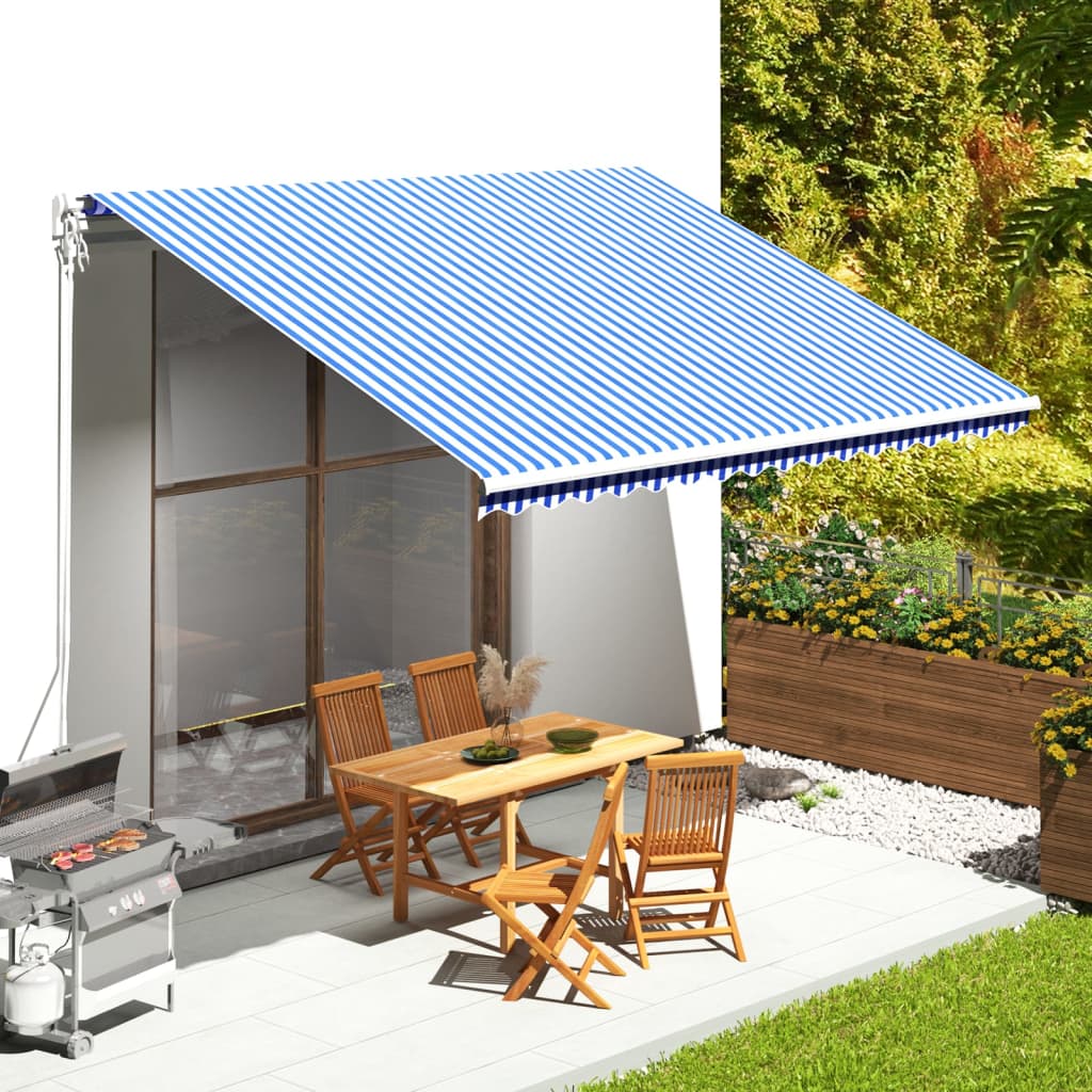 JUNG Vida Markisenbespannung Blau und Weiß 4,5x3,5 m