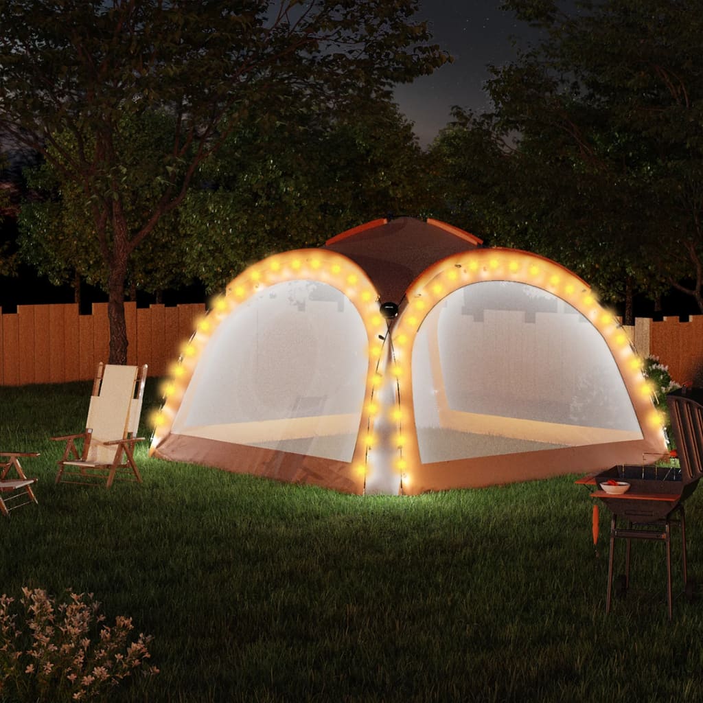 JUNG Vida Partyzelt mit LED und 4 Seitenwänden 3,6x3,6x2,3 m Grau&Orange