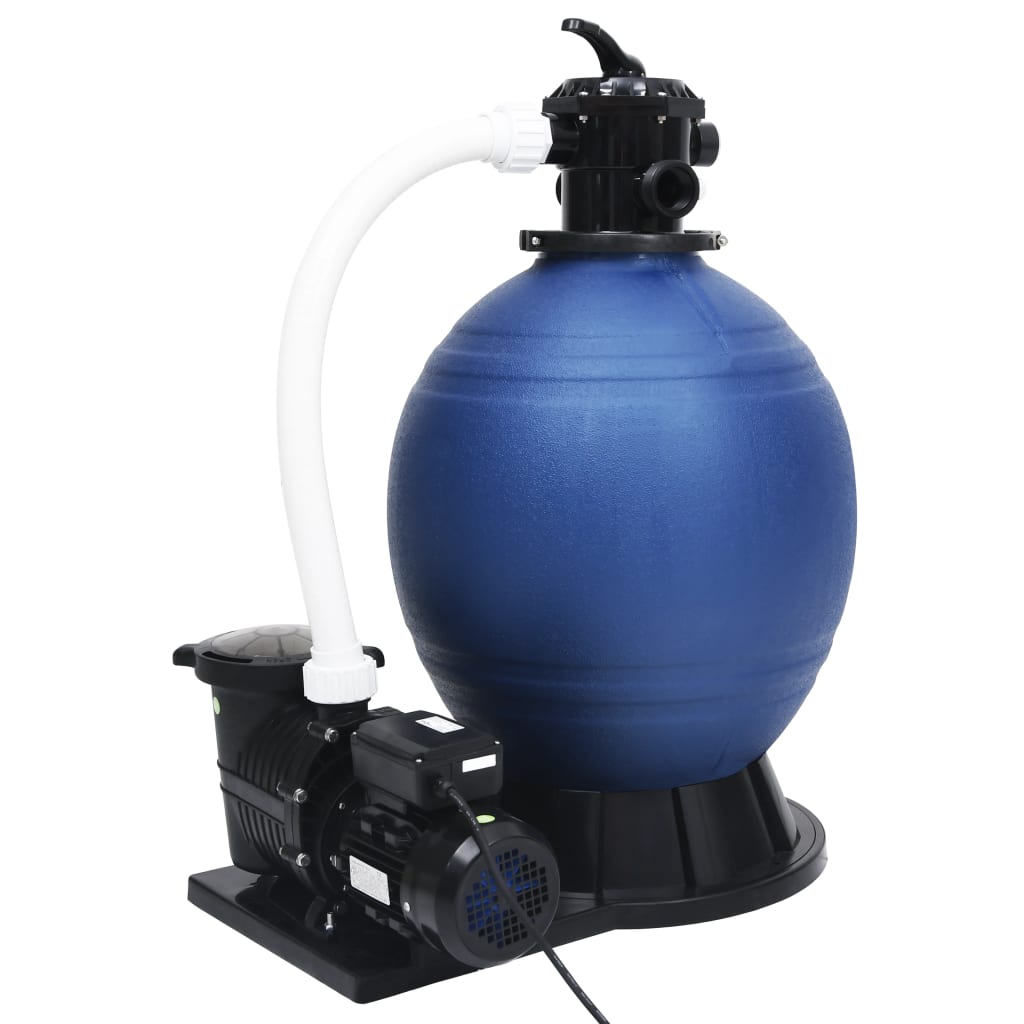 JUNG Vida Sandfilter mit 7-Wege-Ventil und 1000 W Pumpe Blau Schwarz