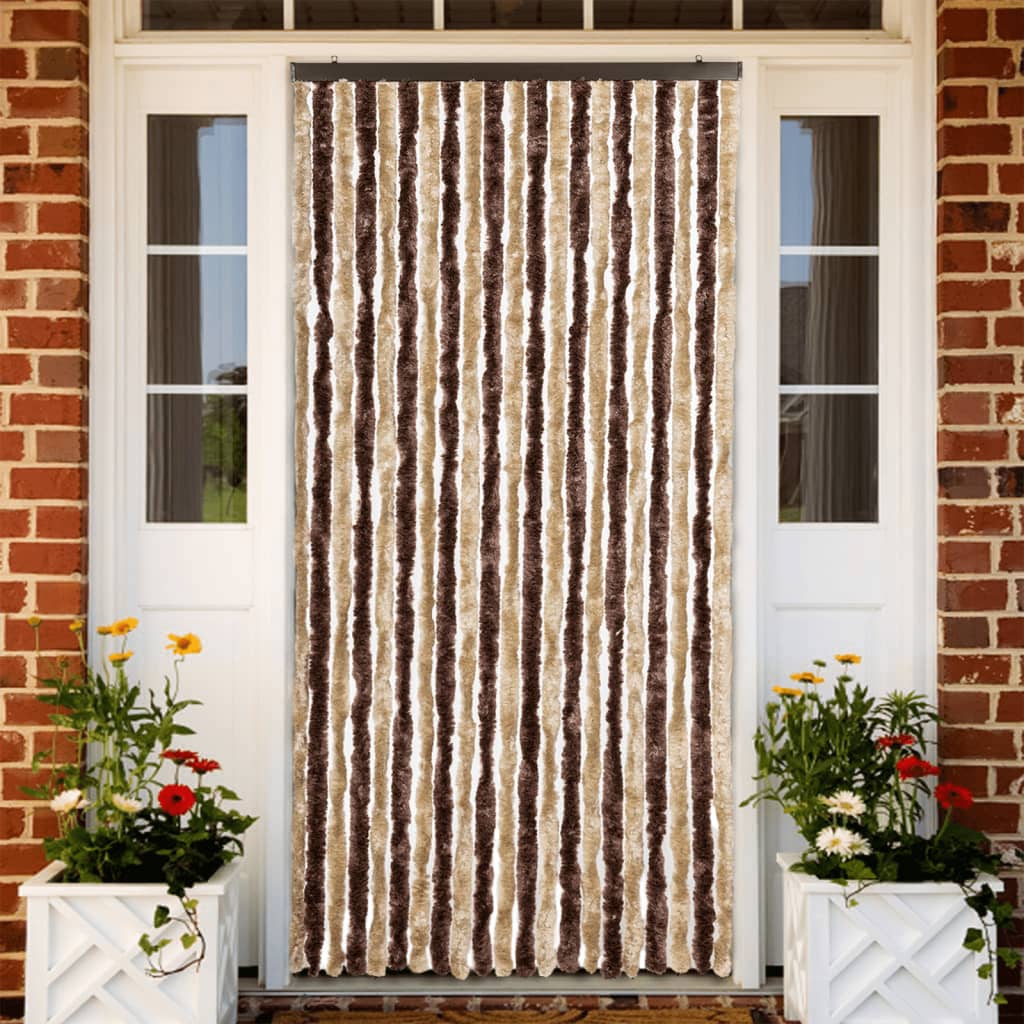 JUNG Vida Insektenschutz-Vorhang Beige und Hellbraun 90x200 cm Chenille