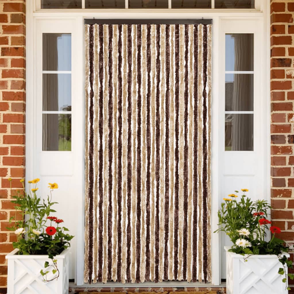 JUNG Vida Insektenschutz-Vorhang Beige und Hellbraun 118x220 cm Chenille