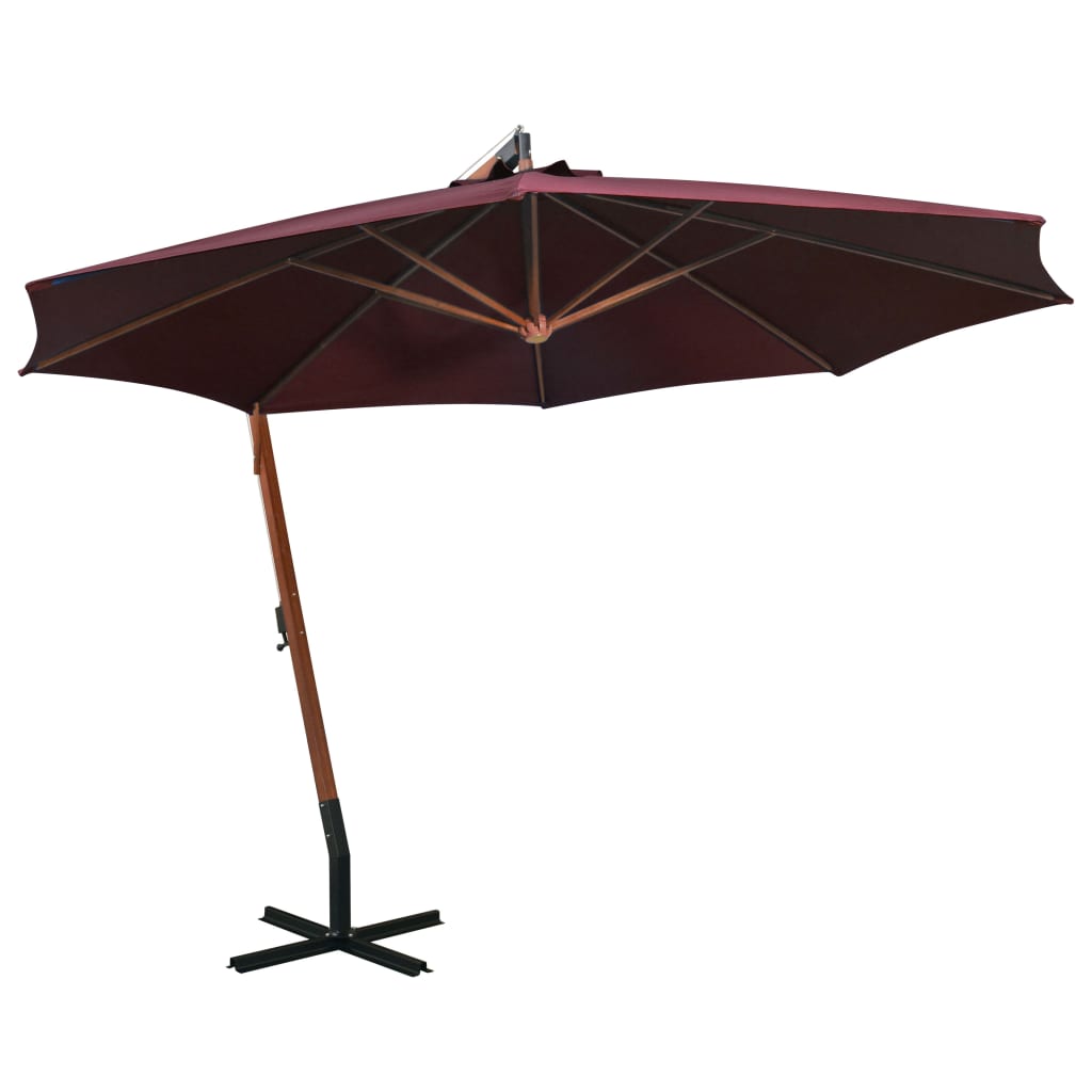 JUNG Vida Ampelschirm mit Mast Bordeauxrot 3,5x2,9 m Massivholz Tanne