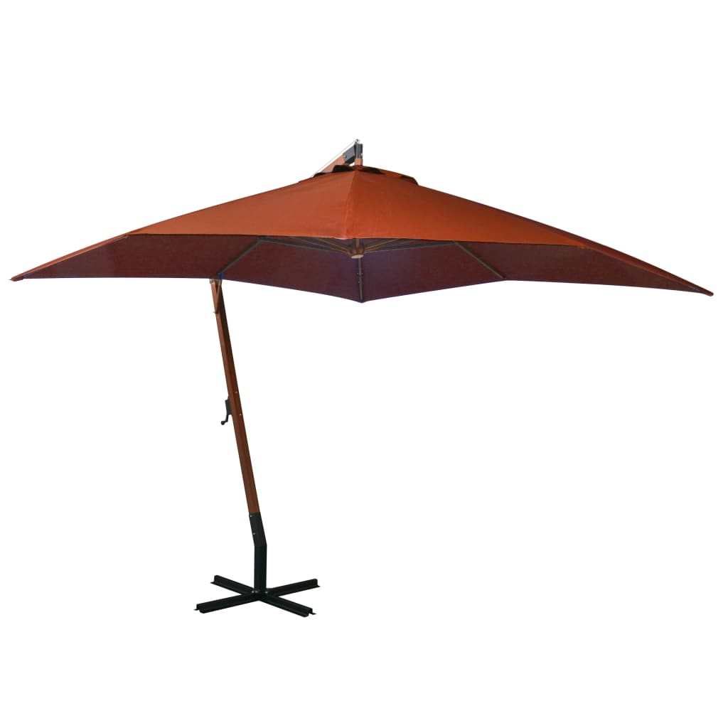 JUNG Vida Ampelschirm mit Mast Terrakotta 3x3 m Massivholz Tanne
