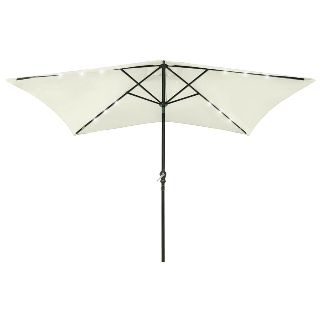 JUNG Vida Sonnenschirm mit LEDs und Stahl-Mast Sandweiß 2x3 m