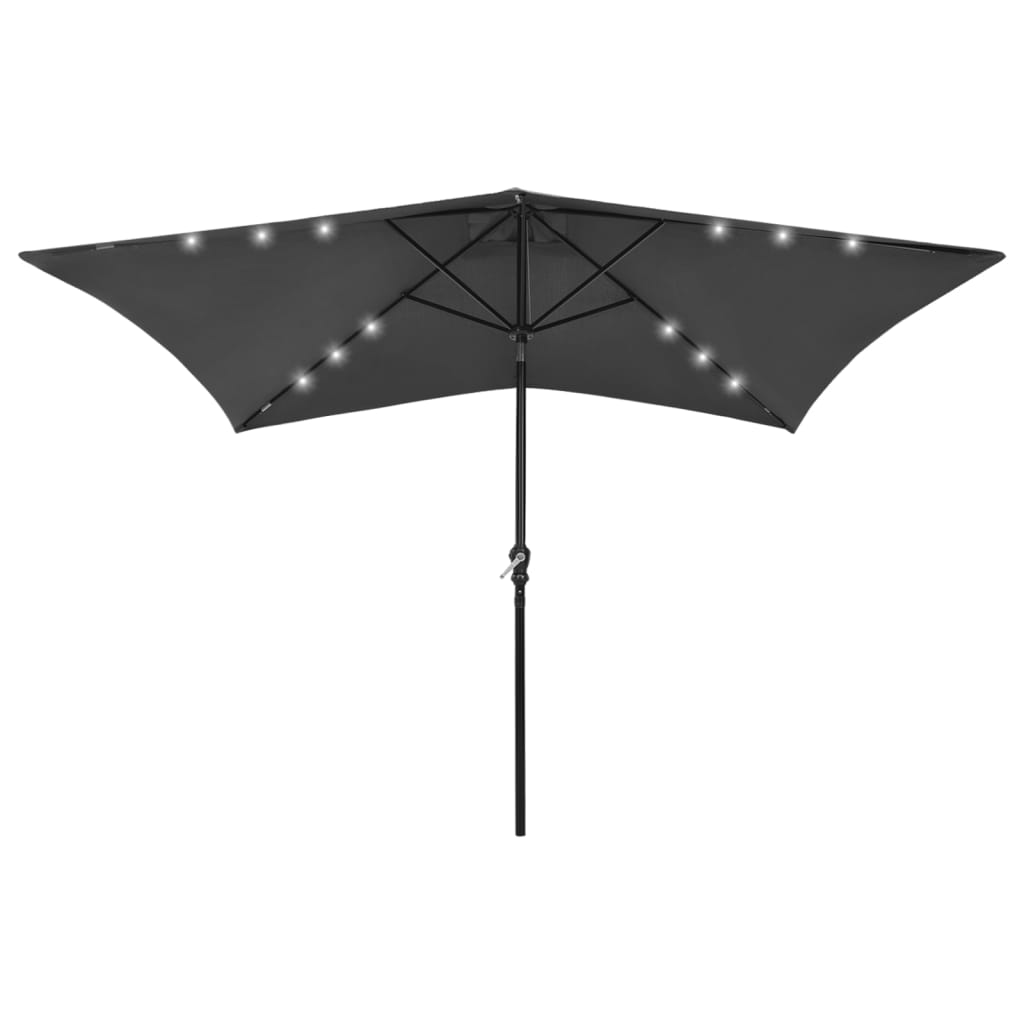 JUNG Vida Sonnenschirm mit LEDs und Stahl-Mast Anthrazit 2x3 m