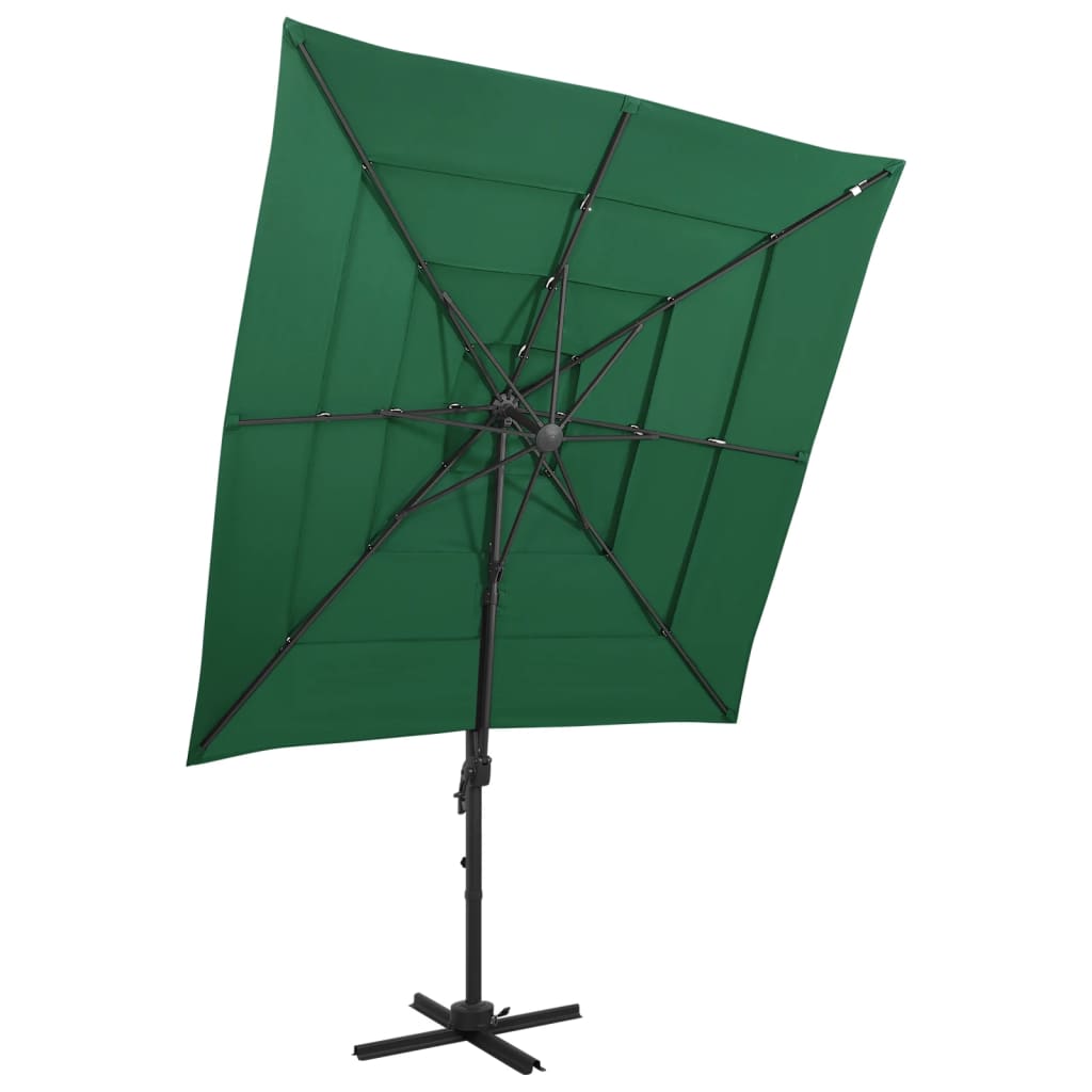 JUNG Vida Sonnenschirm mit Aluminium-Mast 4-lagig Grün 250x250 cm