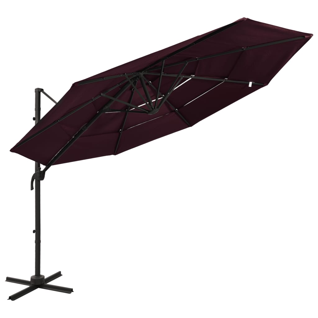 JUNG Vida Sonnenschirm mit Aluminium-Mast 4-lagig Bordeauxrot 3x3 m